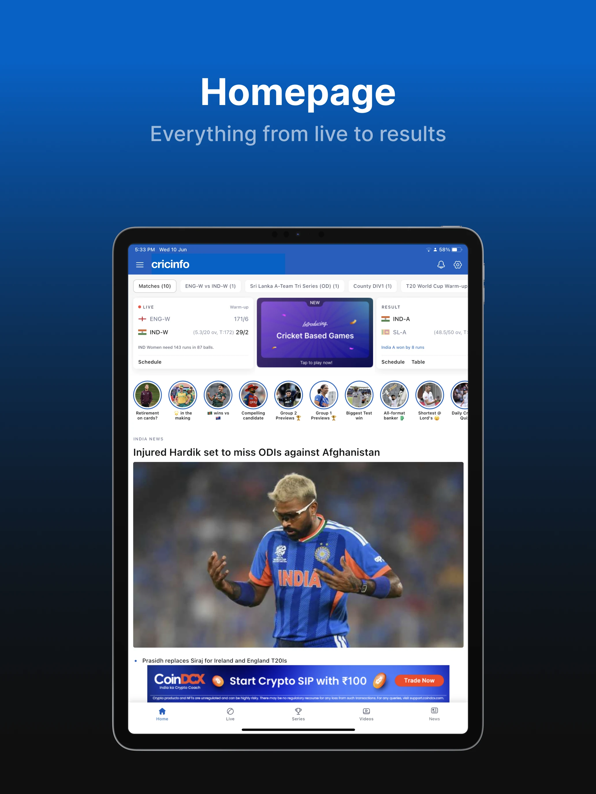 Cricinfo - Live Cricket Scores screenshot