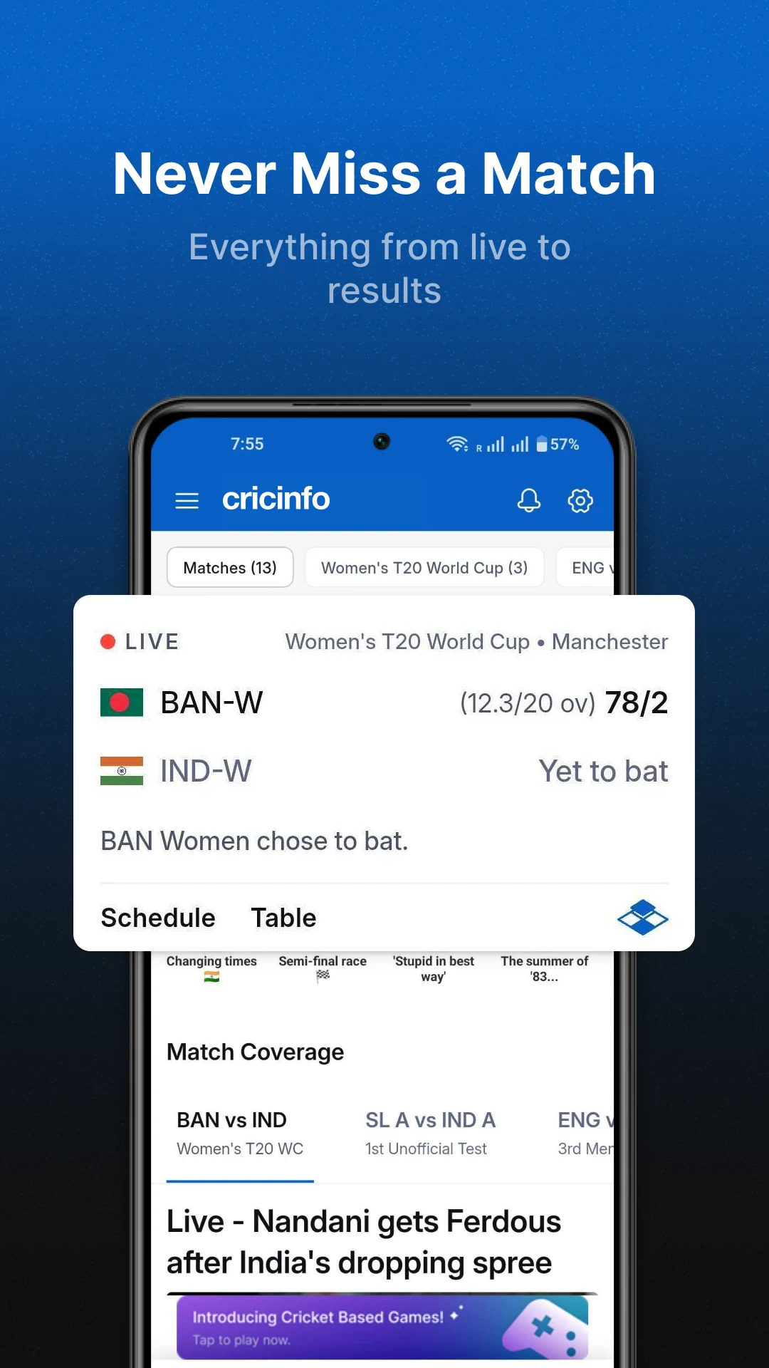 Cricinfo - Live Cricket Scores screenshot